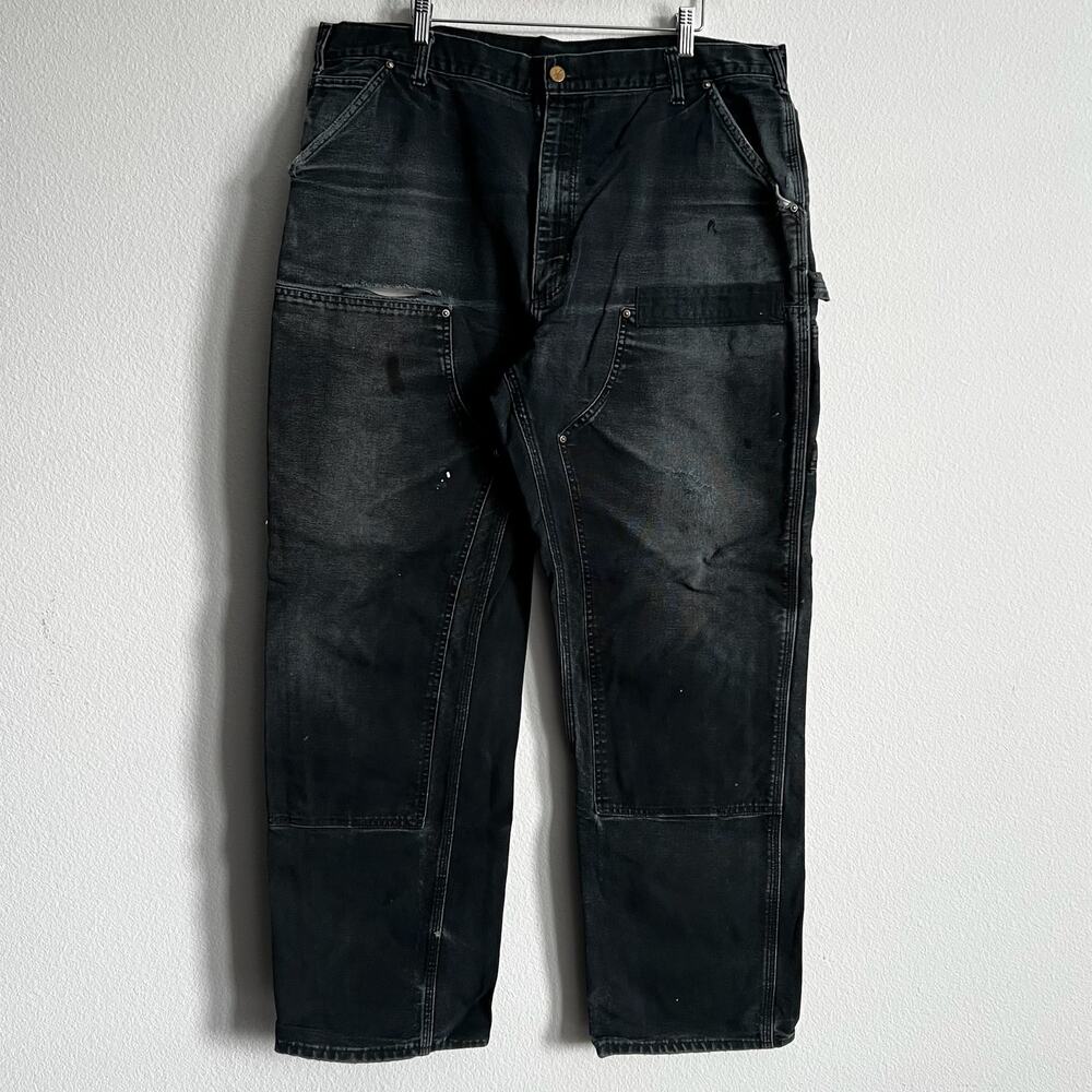 Carhartt faded black double knee work wear carpenter pants